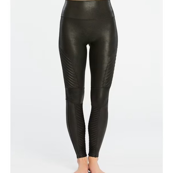 Spanx Vegan Leather Moto Leggings size Medium - Picture 1 of 9